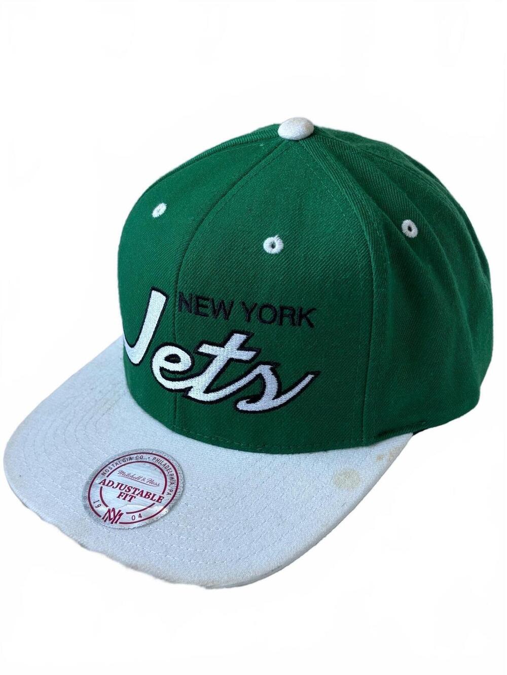 Mitchell & Ness New York Jets Script Snapback Hat Green NFL Vintage Collection